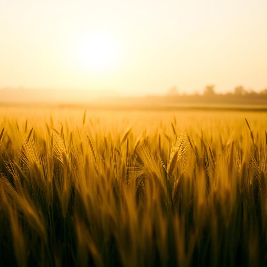 Golden meadow backlit by a low sun