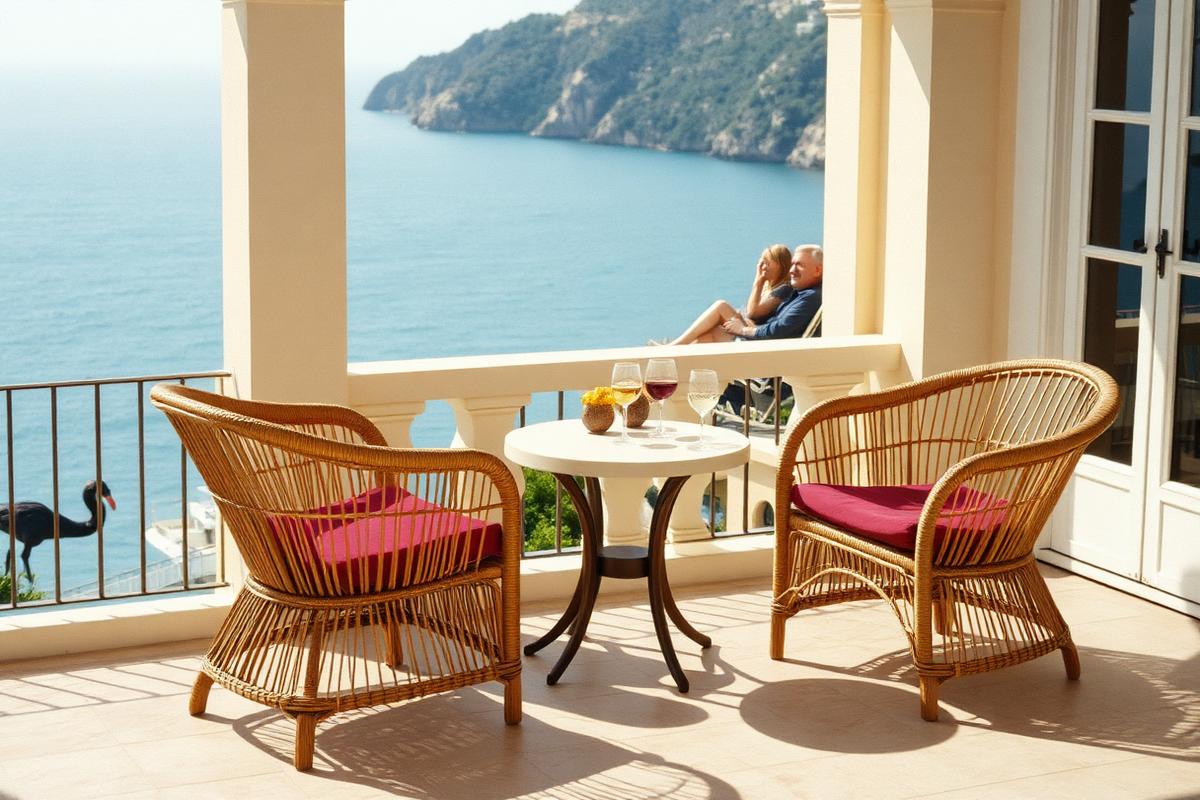 Terrace chairs above the sea